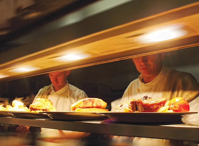 Chefs serving food
